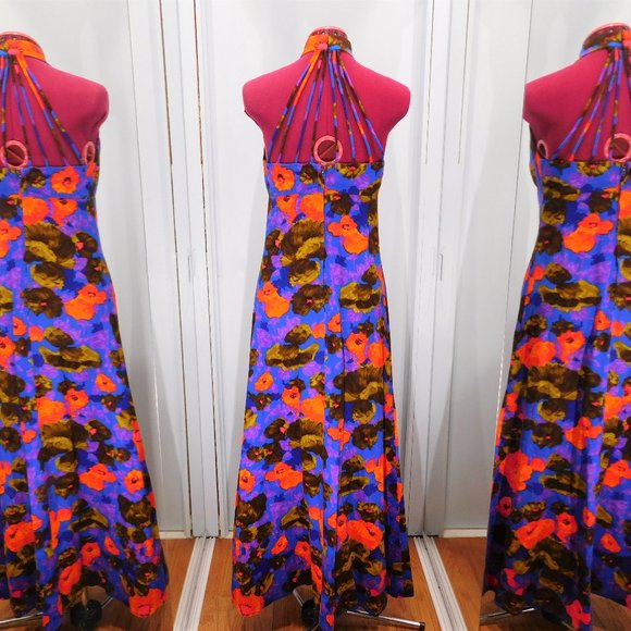 Vintage Long Empire Waist Floral Dress - Picture 3 of 5